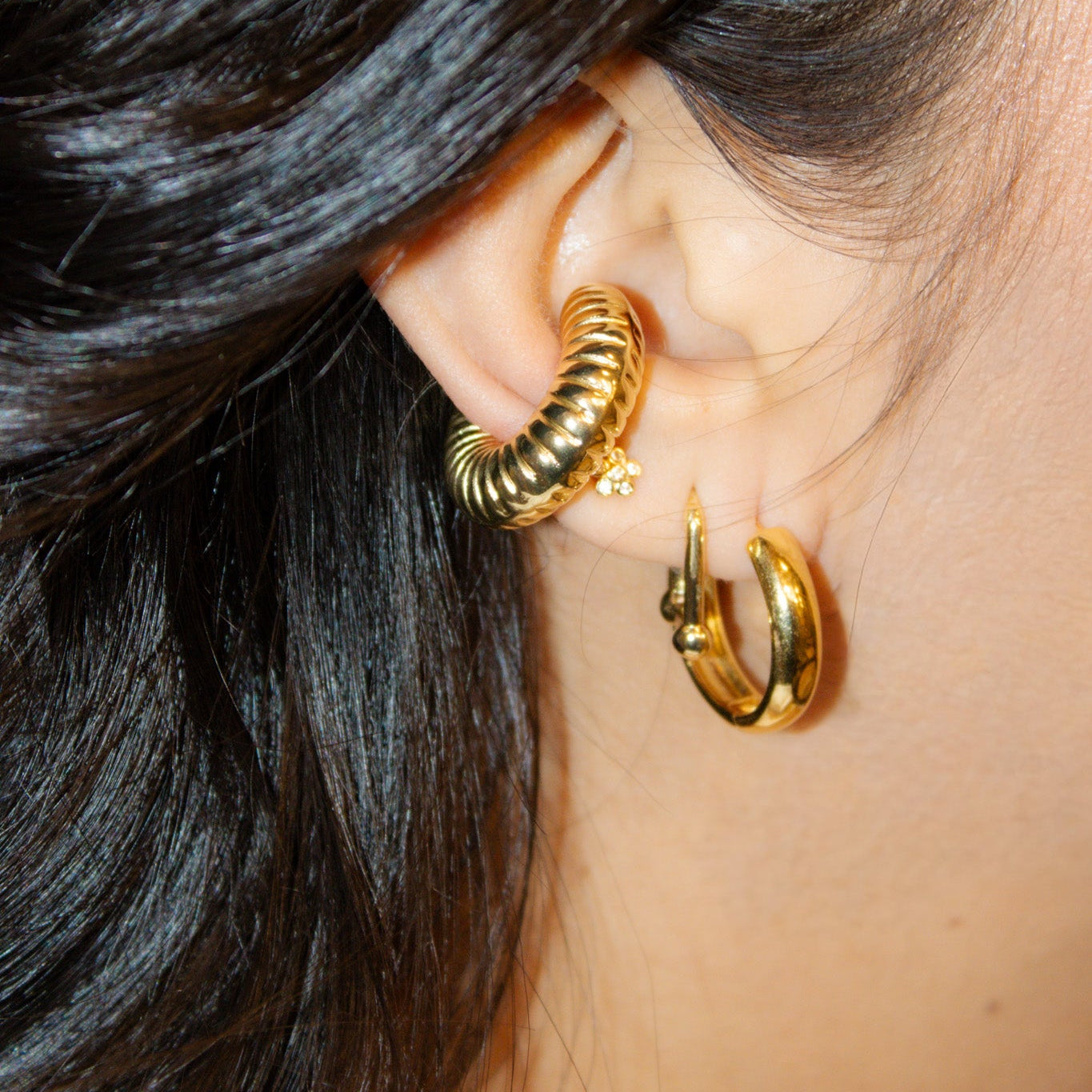 Carmela Gold Ear Cuff Set – Textured Statement Ear Cuffs
